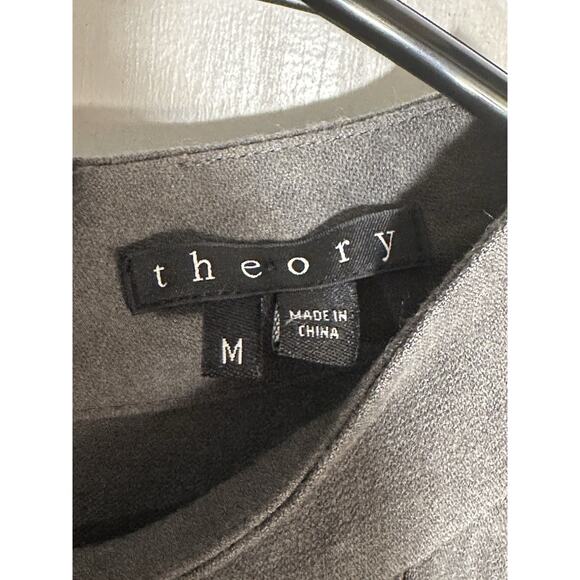 Theory Sleeveless Ruffles Top With Velvet Bow Gray SZ Medium Viscose Office Wear - Picture 2 of 7